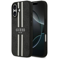 Etui Guess 4G Printed Stripes MagSafe na iPhone 17 -czarne