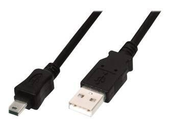 ASM AK-300130-030-S ASSMANN Kabel USB 2.0 HighSpeed Canon USB A/miniUSB B (5pin) M/M czarny 3m
