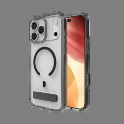 Etui ZAGG Santa Cruz Snap KS MagSafe z podstawką na iPhone 17 Pro Max- przezroczysto-czarne