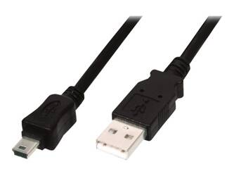 ASM AK-300108-010-S ASSMANN Kabel USB 2.0 HighSpeedCanonTyp USB A/miniUSB B (5pin) M/M czarny 1m