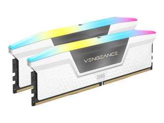 CORSAIR VENGEANCE RGB 32GB 2x16GB DDR5 6400MT/s DIMM Unbuffered 32-40-40-84 Std PMIC XMP 3.0 White Heatspreader RGB LED 1.4V