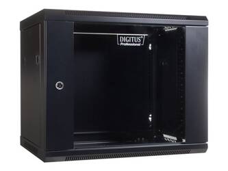 DIGITUS DN-WU19 09U/450/B DIGITUS Szafa wisząca 19 9U 501/600/450mm, drzwi szklane, czarna, niezmontowana