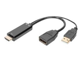 DIGITUS HDMI M to DP F with external Power 4K 30Hz 2m Black