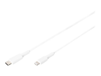 DIGITUS USB charger/data cable Lightning - USB-C M/M 1.0m metal PVC MFI CE bl