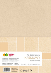 Filc dekoracyjny 20x30 cm 1,5 mm 5 ark. Kremowy Happy Color