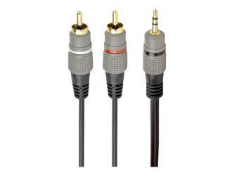 GEMBIRD 3.5 mm stereo plug to 2xRCA plugs 2.5m cable gold-plated connectors