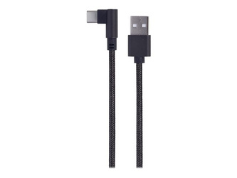 GEMBIRD CC-USB2-AMCML-0.2M Kabel USB typu C kątowy w oplocie tekstylnym 0.2m czarny