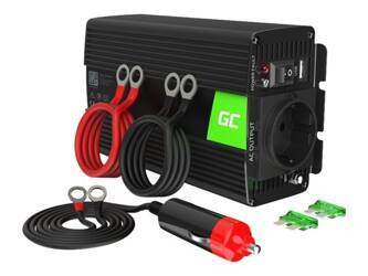 GREEN CELL Przetwornica samochodowa 12V na 230V 300W/600W Czysta sinusoida