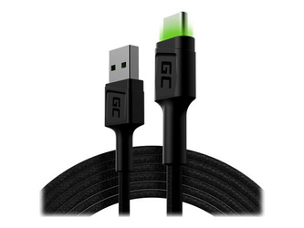 GREENCELL Cable GC Ray USB - USB-C 200cm green LED backlight Ultra Charge QC 3.0