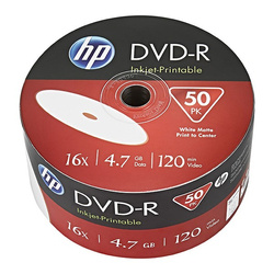 HP DVD-R, Inkjet Printable, DME00070WIP-3, 69302, 4.7GB, 16x, bulk, 50-pack, 12cm, do archiwizacji danych
