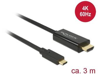 KABEL USB-C(M)->HDMI(M) 3M (DISPLAYPORT ALTERNATE MODE) CZARNY DELOCK