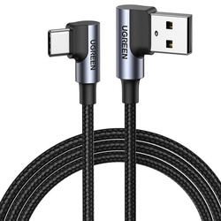Kabel USB-C do USB-A 2.0 kątowy UGREEN US176, 3A, 3m 70875 (czarny)