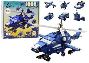 Klocki Konstrukcyjne 6w1 Helikopter police 1000el