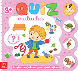 Książeczka edukacyjna z naklejkami z pieskiem. Quiz malucha 3+