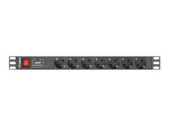 LANBERG PDU-07F-0200-BK Lanberg listwa zasilająca Rack PDU 1U 16A, 7x schuco, 2m, czarna