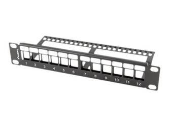 LANBERG patch panel blank 12 port 1U with organizer for keystone modules black