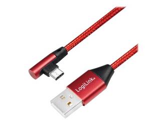 LOGILINK CU0146 LOGILINK - Kabel USB 2.0 kątowy 90 USB-A na męski do USB-C męski, czerwony, 1 m