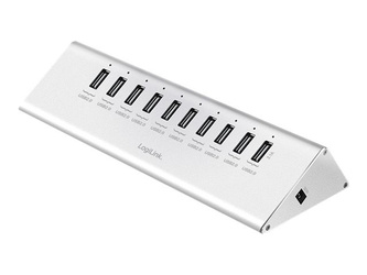 LOGILINK UA0226 LOGILINK - Hub biurkowyUSB 2.0 Hub 10-portowy, z zasilaczem