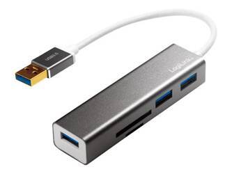 LOGILINK UA0306 LOGILINK - Hub USB 3.0, 3-portowy, z czytnikiem kart