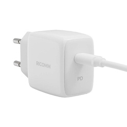 Ładowarka sieciowa 25W PD Ricomm RC251 EU, 1xUSB-C + kabel USB-C 2.1m