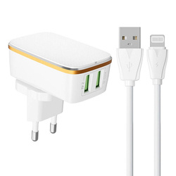 Ładowarka sieciowa LDNIO A2204 2USB + kabel Lightning