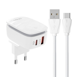 Ładowarka sieciowa LDNIO A2425C USB, USB-C + kabel USB-C