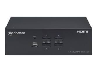 MANHATTAN Przełącznik KVM HDMI/USB 4x1 Dual-Monitor Video 4K 30Hz