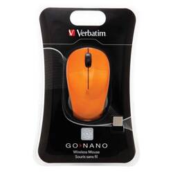 Mysz bezprzewodowa, Verbatim Go Nano 49045, pomarańczowa, optyczna, 1600DPI