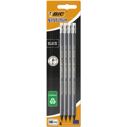 Ołówek HB z gumką Evolution Black BIC Blister 4szt