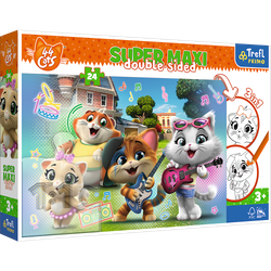 Puzzle 24 SUPER MAXI Radosne koty Rainbow 44 cats 41011