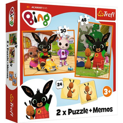 Puzzle 2w1 + memos Bing z przyjaciółmi 93332