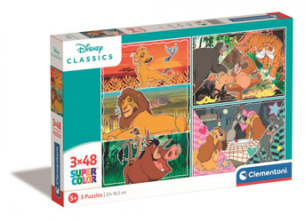 Puzzle 3 x 48 super kolor Disney animals 25285