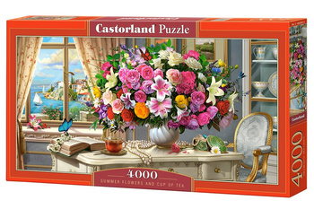 Puzzle 4000 Letnie kwiaty i filiżanka herbaty C-400263-2