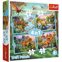 Puzzle 4w1 (12,15,20,24) Wyjątkowe dinozaury 34609
