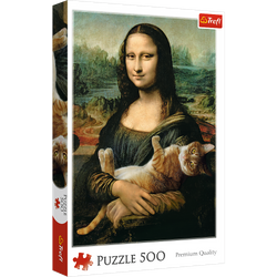 Puzzle 500 Mona Lisa i kot mruczek 37294