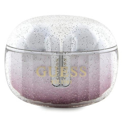 Słuchawki Bluetooth Guess Glitter Gradient TWS + stacja dokująca - różowe