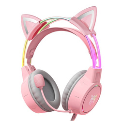 Słuchawki gamingowe ONIKUMA X15Pro Różowe/kocie uszy