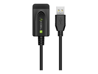 TECHLY Kabel Przedłużacz Aktywny USB 2.0 A-A M/F 20m Czarny